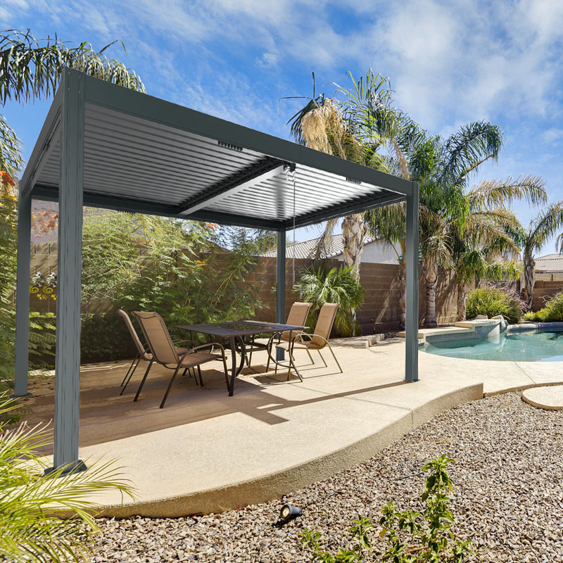 domi outdoor living Aluminum Pergola Gazebo with Louvered Roof ...